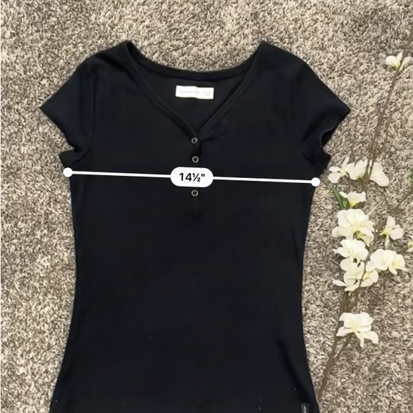 Abercrombie kids girls black Henley shirt buttons size 15/16 - Picture 5 of 5